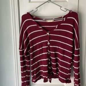 Altrd state burgundy/white striped sweater